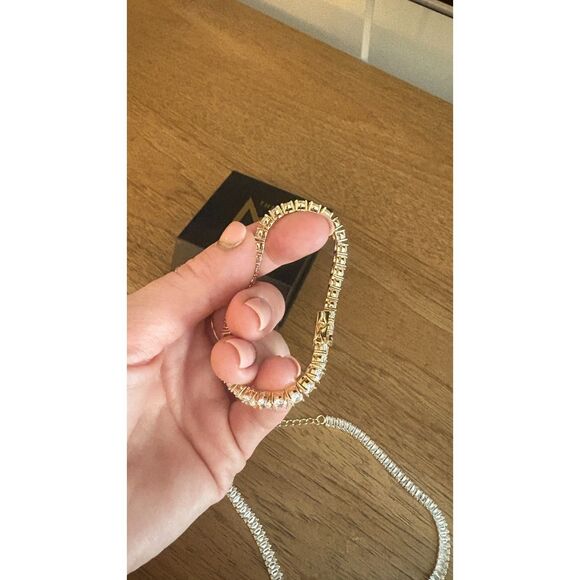 The M Jewelers THE PAVE' TENNIS BRACELET Gold Vermeil Tennis Necklace - Picture 3 of 5